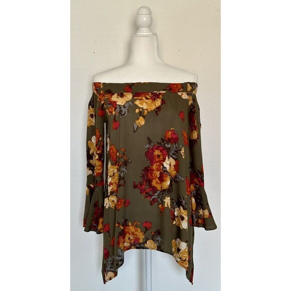 Blu Pepper Women Size S Flora Long Sleeve Blouse Boho Peasant Feminine - Picture 2 of 10